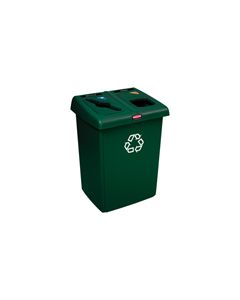Rubbermaid 1792340 Two Stream Glutton Recycling Station - 46 Gallon Capacity - Dark Green in Color