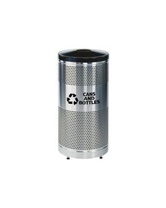 Rubbermaid / United Receptacle Howard Classic S3SSG-BK 5" Diameter Recycling Open Top - Stainless Steel Body / Black Top - Perforated Steel Waste Receptacle - 25 gallon capacity - 18" Dia. x 35.5" H