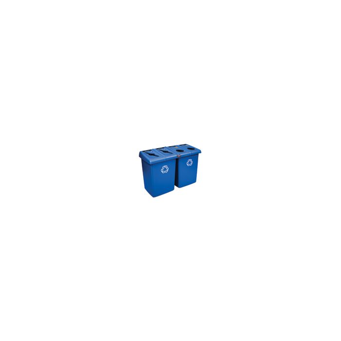 Rubbermaid 1792372 Glutton Recycling Station - 92 Gallon Capacity - 53" L x 24" W x 35.5" H - Blue in Color