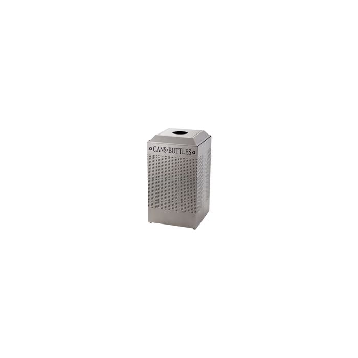 Rubbermaid / United Receptacle DCR24CSM Silhouette Recycling Receptacle - Cans & Bottles - 29 Gallon Capacity - Silver Metallic