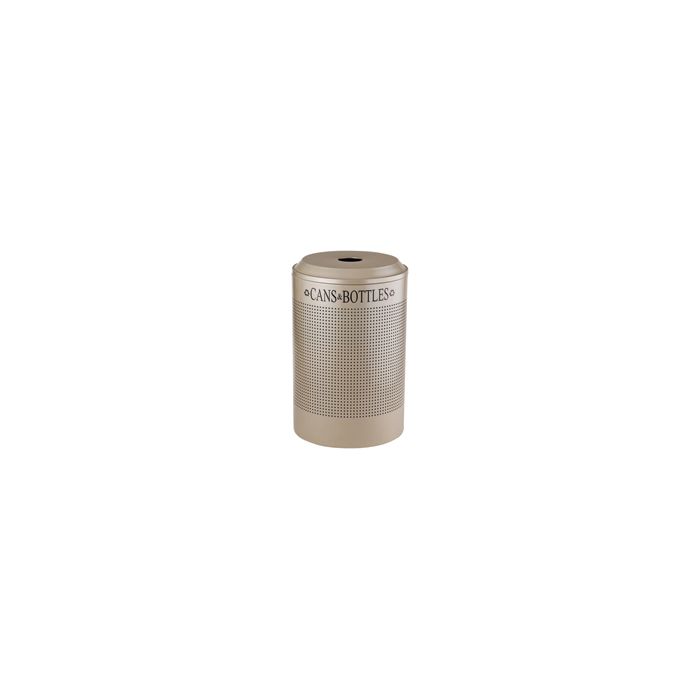 Rubbermaid / United Receptacle DRR24CDP Round Silhouette Recycling Receptacle - Cans & Bottles - 26 Gallon Capacity - Desert Pearl