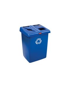 Rubbermaid 1792339 Two Stream Glutton Recycling Station - 46 Gallon Capacity - Blue in Color