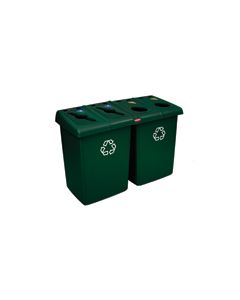 Rubbermaid 1792373 Glutton Recycling Station - 92 Gallon Capacity - 53" L x 24" W x 35.5" H - Dark Green in Color