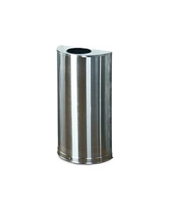 Rubbermaid / United Receptacle SO12SSS Designer Line Open Top Half Round Trash Can - 12 Gallon Capacity - 18" W x 32" H x 9" D - Satin Stainless Steel