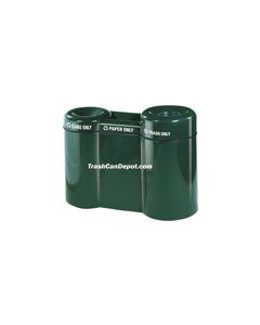 FGR5220PL Three Section Recycling Center - 21 Gallon Capacity - 52" W x 37.5" H x 20" D - 4" Dia. Can Disposal Opening - 12.5" L x 2" W Paper Disposal Opening - 8" Dia. Trash Disposal Opening