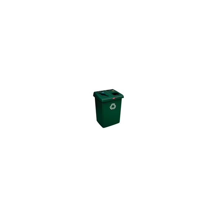 Rubbermaid 1792340 Two Stream Glutton Recycling Station - 46 Gallon Capacity - Dark Green in Color