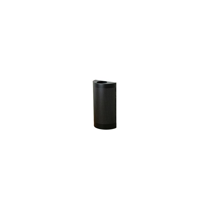 Rubbermaid / United Receptacle SH12EPLTBK Designer Line Silhouette Open Top Half Round - 12 Gallon Capacity - 18" W x 32" H x 9" D - Black