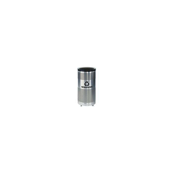 Rubbermaid / United Receptacle Howard Classic S3SSP-BK Paper Recycling Stainless Steel/Black Perforated Steel Waste Receptacle - 25 gallon capacity - 18" Dia. x 35.5" H